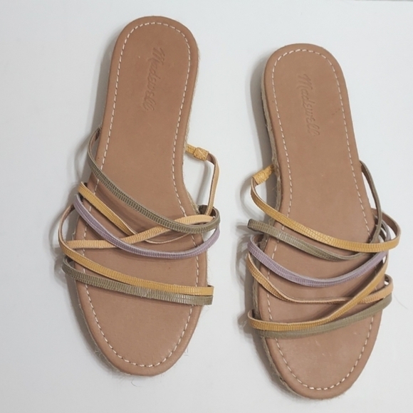 Madewell Kathryn Espadrille Slide Sandal Snake Embossed Leather Size 10 - Picture 4 of 14